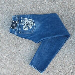 Miss Me Embellished Fleur De Lis Women's Skinny Jeans Size 30